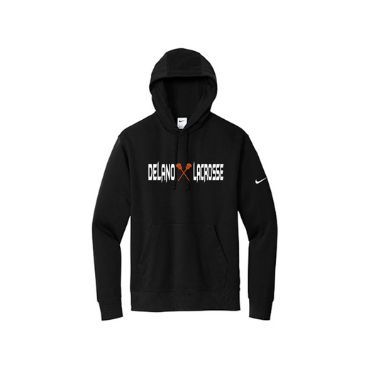 *LAST CHANCE- Delano Lacrosse Nike Club ADULT Fleece Pullover Hoodie - LAX Straightline logo