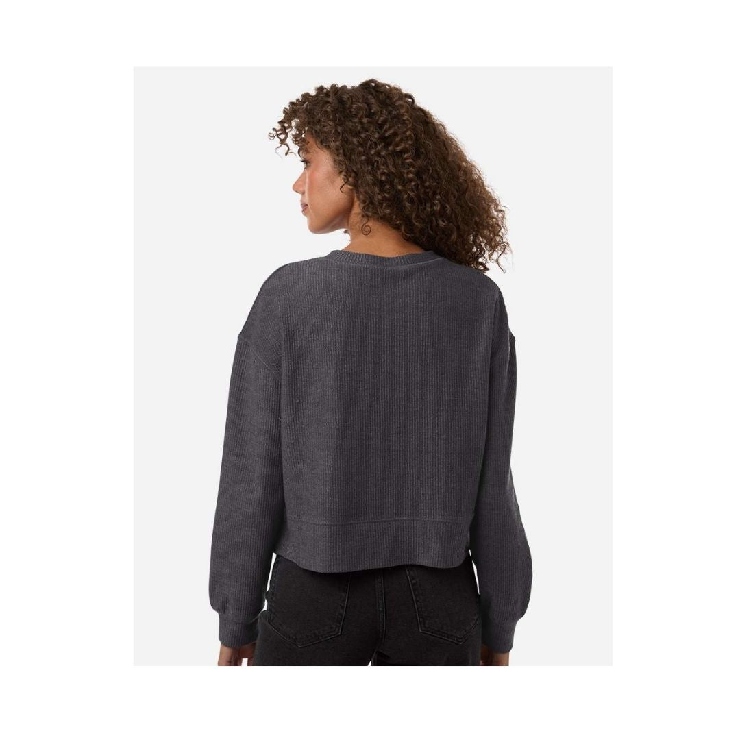 Boxercraft Women's Ribbed Knit Cropped Boxy Crew